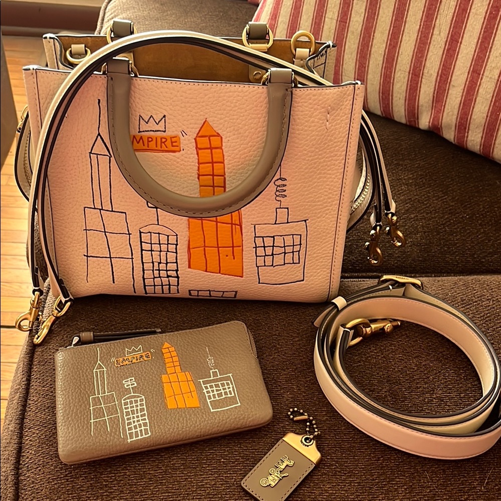 Coach Cream and Orange Shoulder Bag with Urban Design